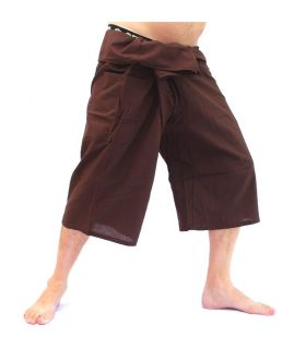 Short Thai fisherman pants - brown - cotton