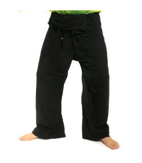 Pantalon de pêcheur thaïlandais - noir - coton extra long