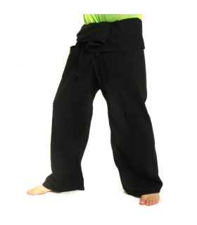 Pantalon de pêcheur thaïlandais - noir - coton extra long