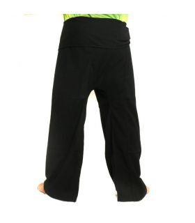 Pantalon de pêcheur thaïlandais - noir - coton extra long