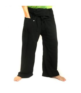 Pantalon de pêcheur thaïlandais - noir - coton extra long