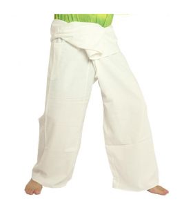 Thai Fischerhose - weiß - extra lang Baumwolle