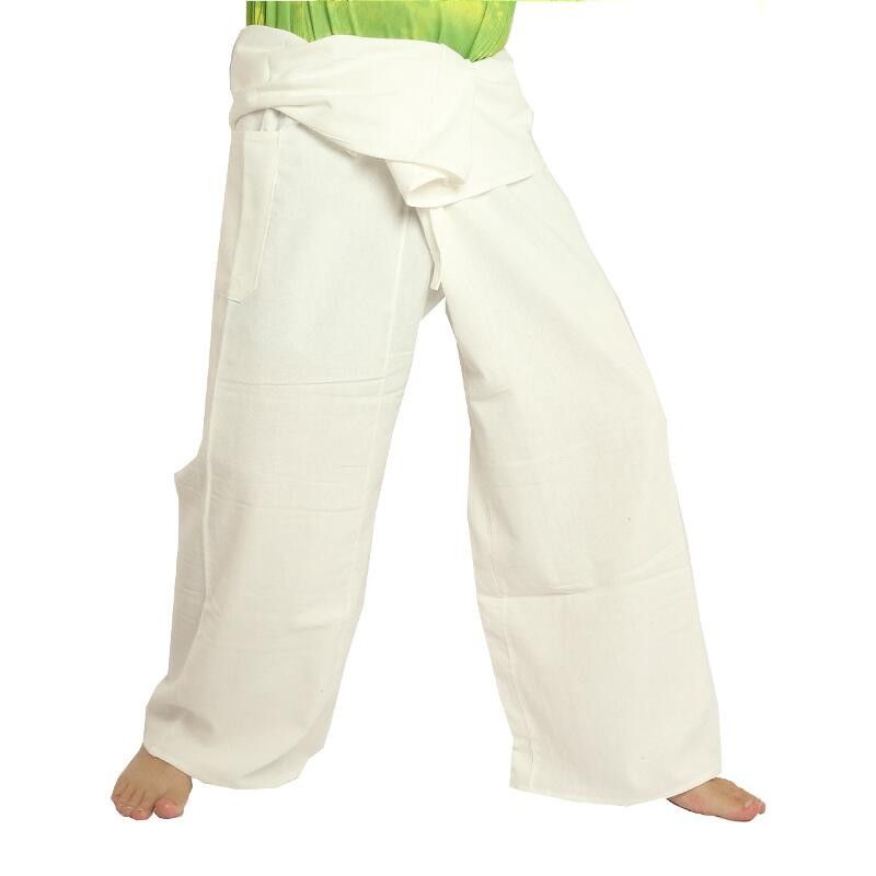 Thai Fischerhose - weiß - extra lang Baumwolle
