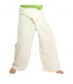 Pantalones de pescador tailandés - blanco - algodón extra largo