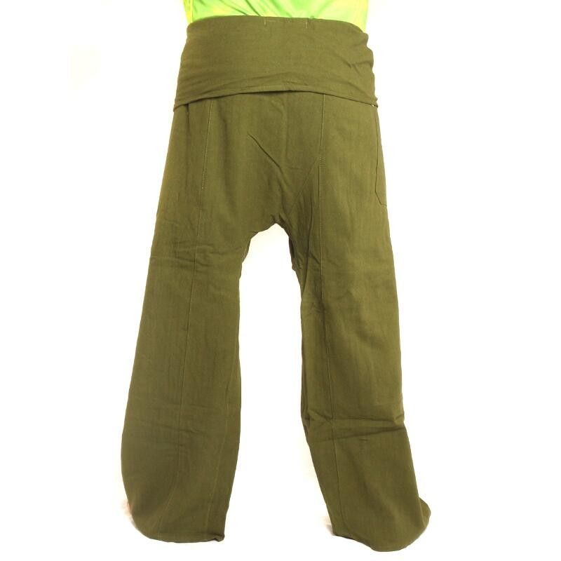 Thai Fischerhose - oliv grün - extra lang Baumwolle