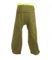 Pantalon de pêcheur thaïlandais - vert olive - coton extra long