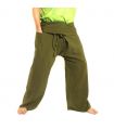 Pantalon de pêcheur thaïlandais - vert olive - coton extra long