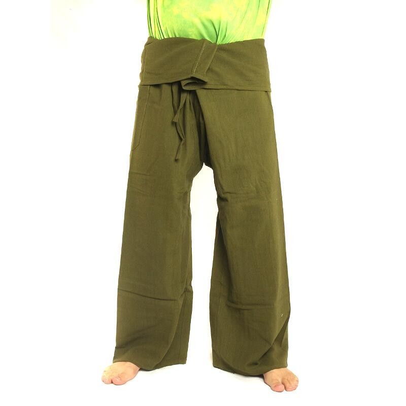 Thai fisherman pants - olive green - extra long cotton
