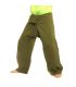 Pantalon de pêcheur thaïlandais - vert olive - coton extra long
