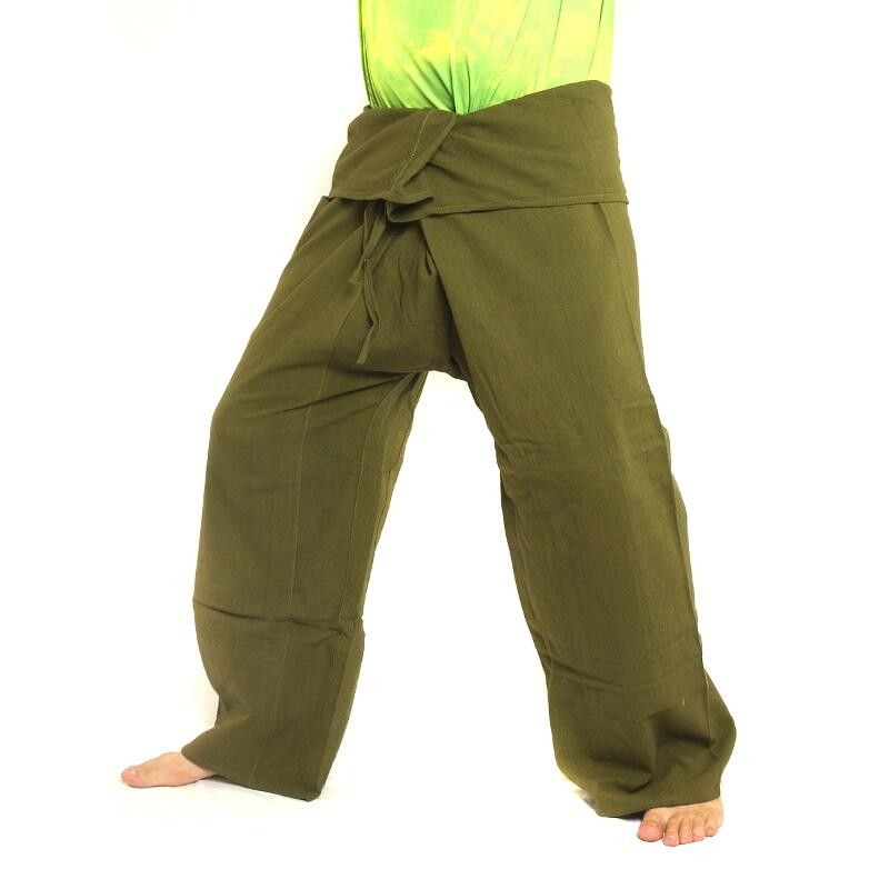 Thai fisherman pants - olive green - extra long cotton