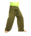 Pantalon de pêcheur thaïlandais - vert olive - coton extra long