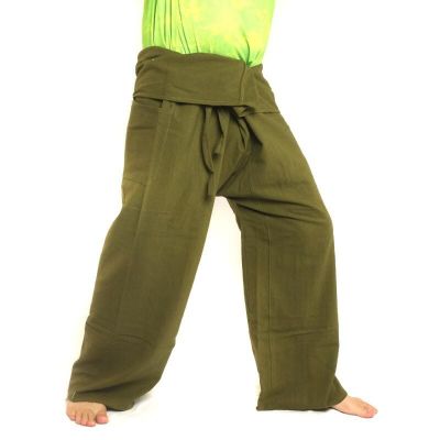 Thai Fischerhose - oliv grün - extra lang Baumwolle