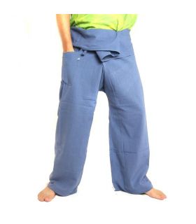Pantalon de pêcheur thaïlandais - bleu clair - coton extra long