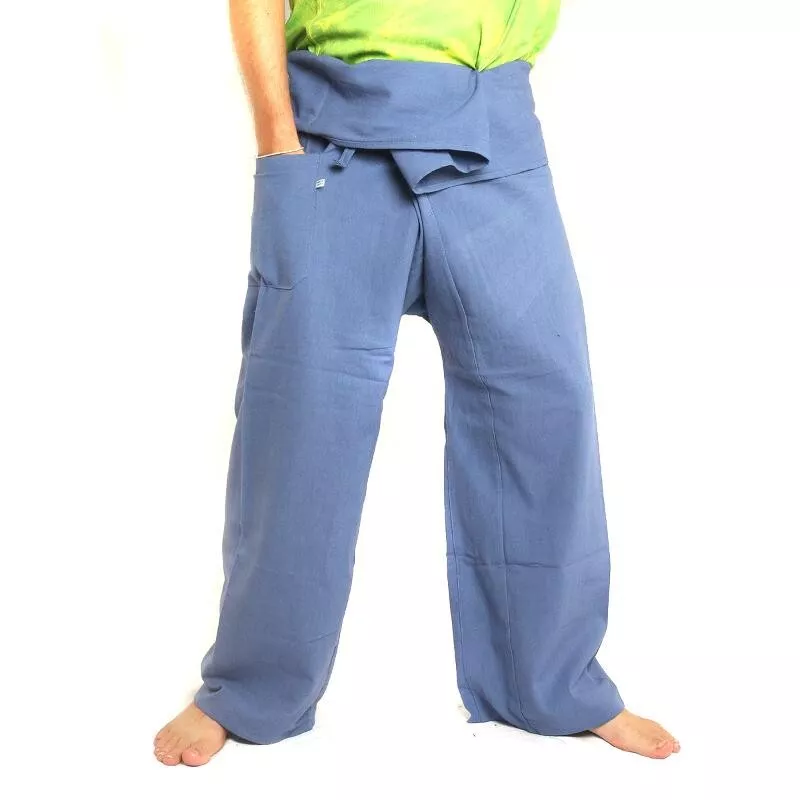 Pantalon de pêcheur thaïlandais - bleu clair - coton extra long
