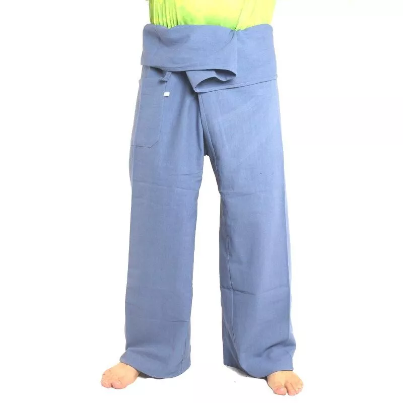 Pantalon de pêcheur thaïlandais - bleu clair - coton extra long
