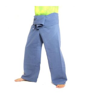 Pantalon de pêcheur thaïlandais - bleu clair - coton extra long