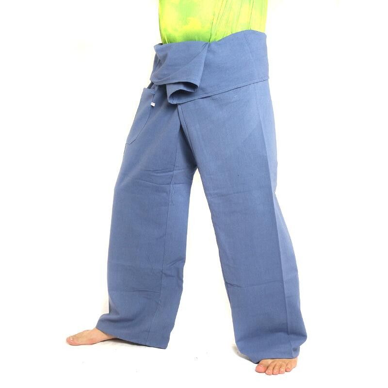 Pantalones pescador tailandés - azul claro - de algodón extra larga