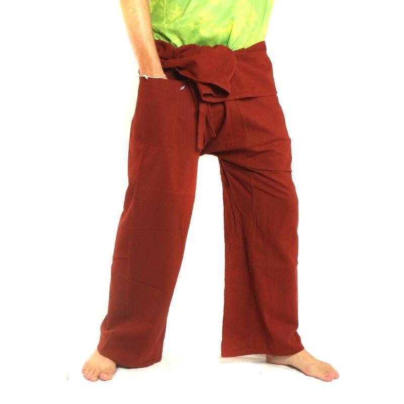 Pantalon de pêcheur thaïlandais - rouge - coton extra long