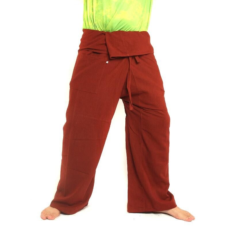 Pantalon de pêcheur thaïlandais - rouge - coton extra long