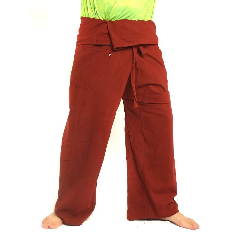Pantalon de pêcheur thaïlandais - rouge - coton extra long