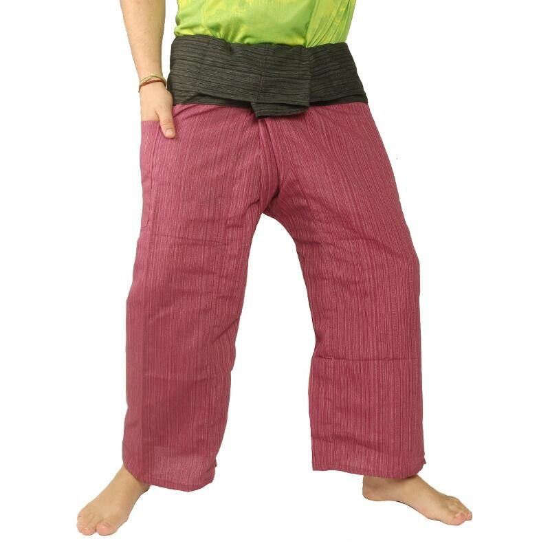 Thai Fischerhose Baumwoll Mix - rot schwarz 