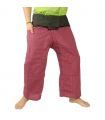 Pantalon de pêche thaïlandais en coton mélangé - rouge noir