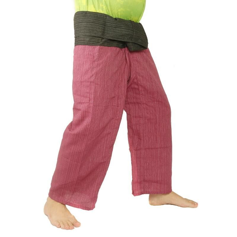 Thai Fischerhose Baumwoll Mix - rot schwarz 