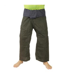 Mezcla de algodón Thai Fischerman Pants - verde negro