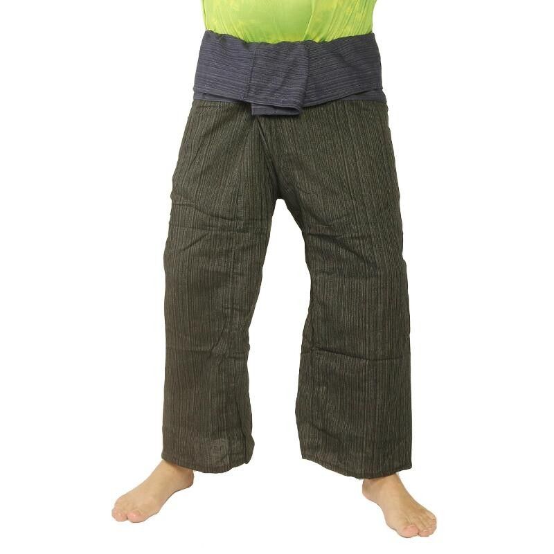 Pantalon en coton mélangé Thai Fischerman - vert noir