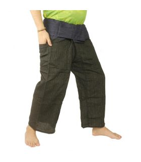 Mezcla de algodón Thai Fischerman Pants - verde negro