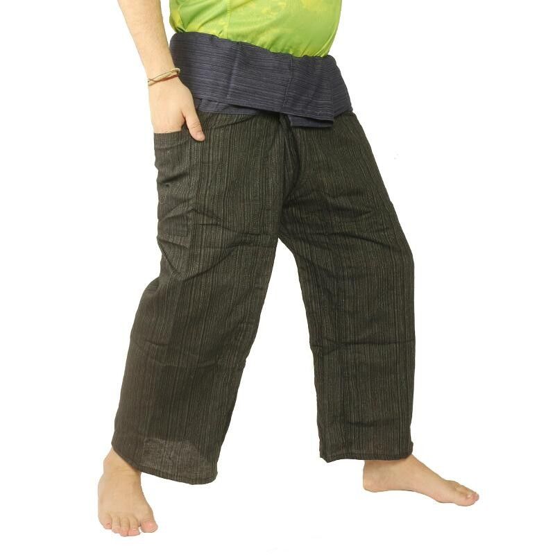 Thai Fischerhose Baumwoll Mix - grün schwarz