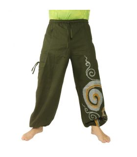 Pantalon hippie thaïlandais à motif spiralé
