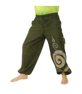 Pantalon hippie thaïlandais à motif spiralé