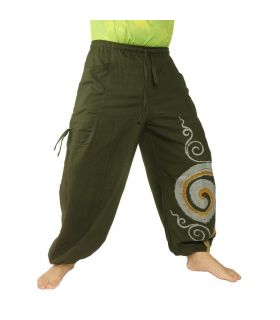 Pantalon hippie thaïlandais à motif spiralé