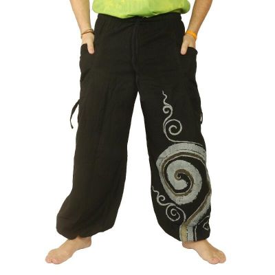 Pantalon hippie thaïlandais à motif spiralé