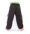 harem pants high cut flower ornament black
