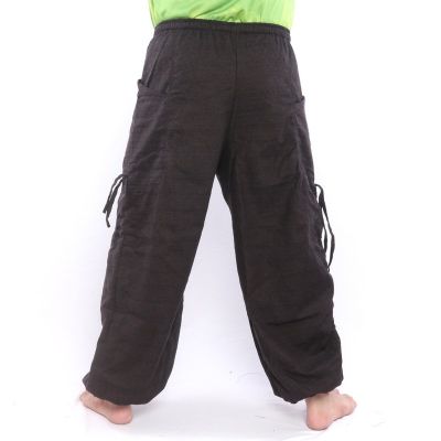 harem pants high cut flower ornament black