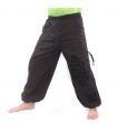 pantalon de harem ornement de fleur coupée haut noir