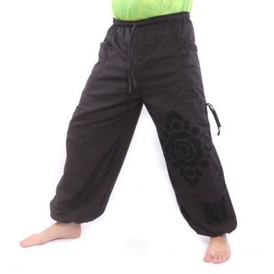 harem pants high cut flower ornament black