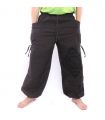 harem pants high cut flower ornament black