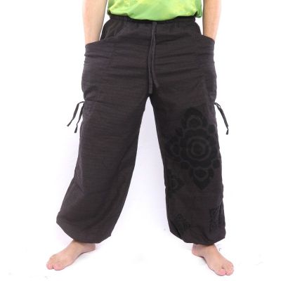 pantalon de harem ornement de fleur coupée haut noir