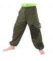 Harem pants high cut floral ornament green