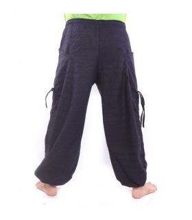 Pantalones harén de corte alto adorno de flores antracita