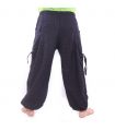 harem pants high cut flower ornament dark blue