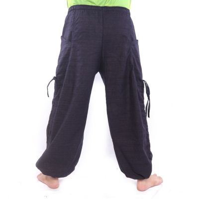 pantalon de harem ornement floral à coupe haute bleu foncé