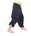 pantalon de harem ornement floral à coupe haute bleu foncé