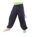 pantalon de harem ornement floral à coupe haute bleu foncé