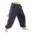 pantalon de harem ornement floral à coupe haute bleu foncé
