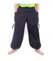 harem pants high cut flower ornament dark blue