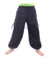 pantalon de harem ornement floral à coupe haute bleu foncé